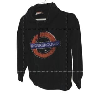 London Underground Train Subway Retro Classic Comfort Hoodie Sweatshirt Black XS
